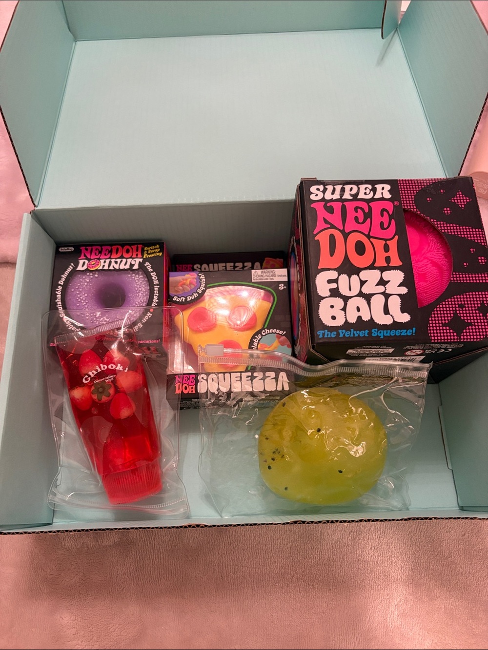 Super Nee Doh Fuzz Ball Sensory Toy Set - Pink, Purple, Red, Yellow